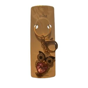 OWL KEYCHAIN WITH SPARKLES AND PINK HEART